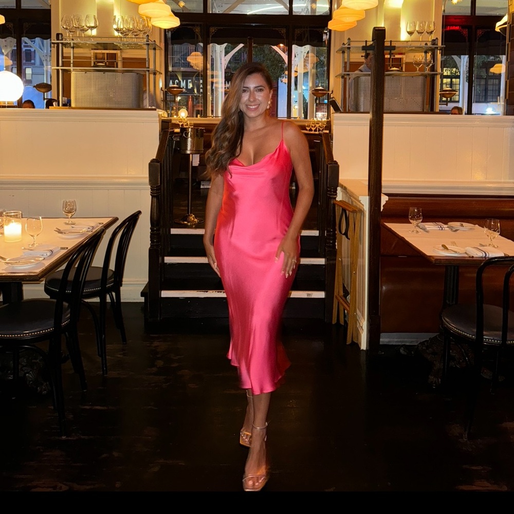 Zara pink satin dress